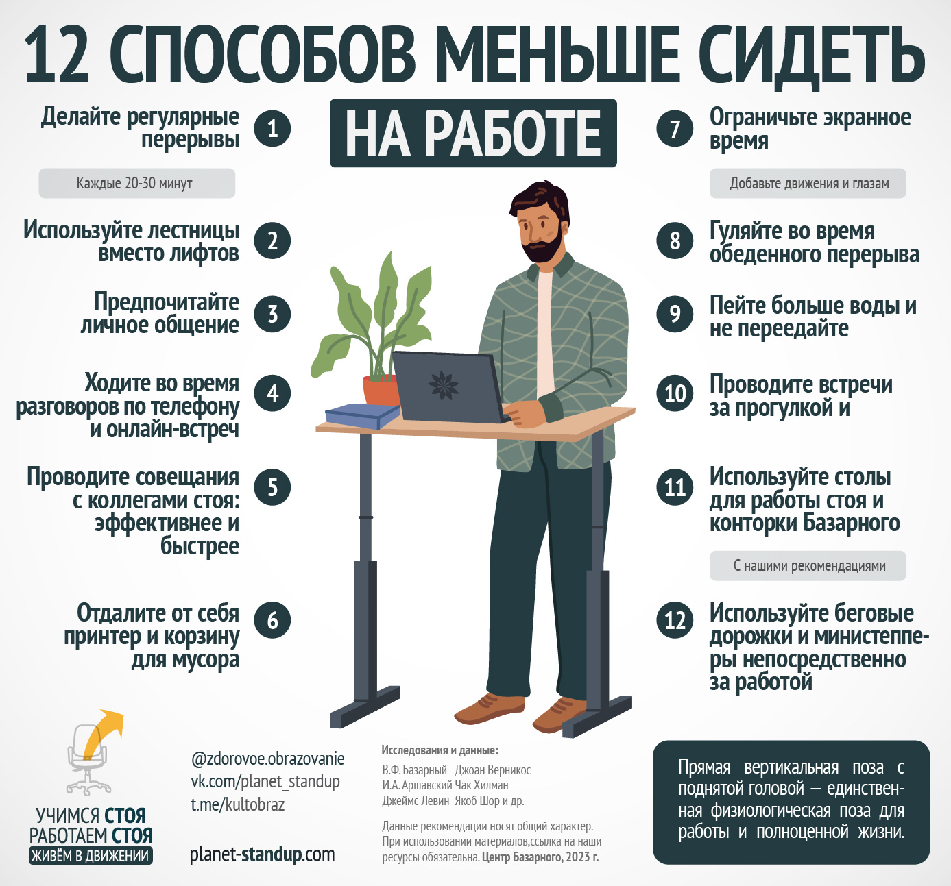 Инфографика: 12 способов сидеть меньше на работе